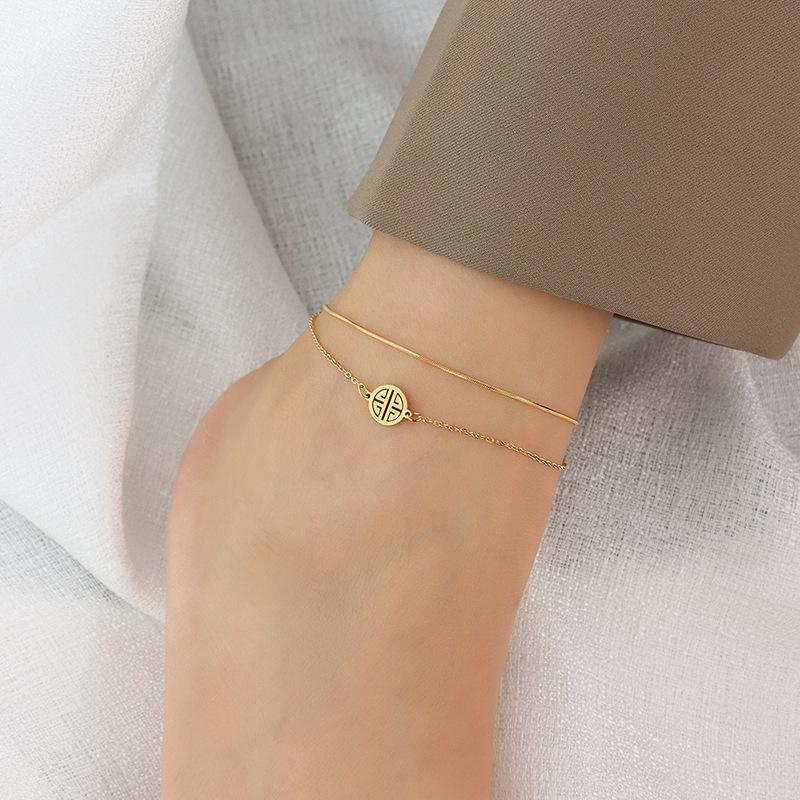 Chinese Style 18K Gold PVD Stainless Steel Anklet