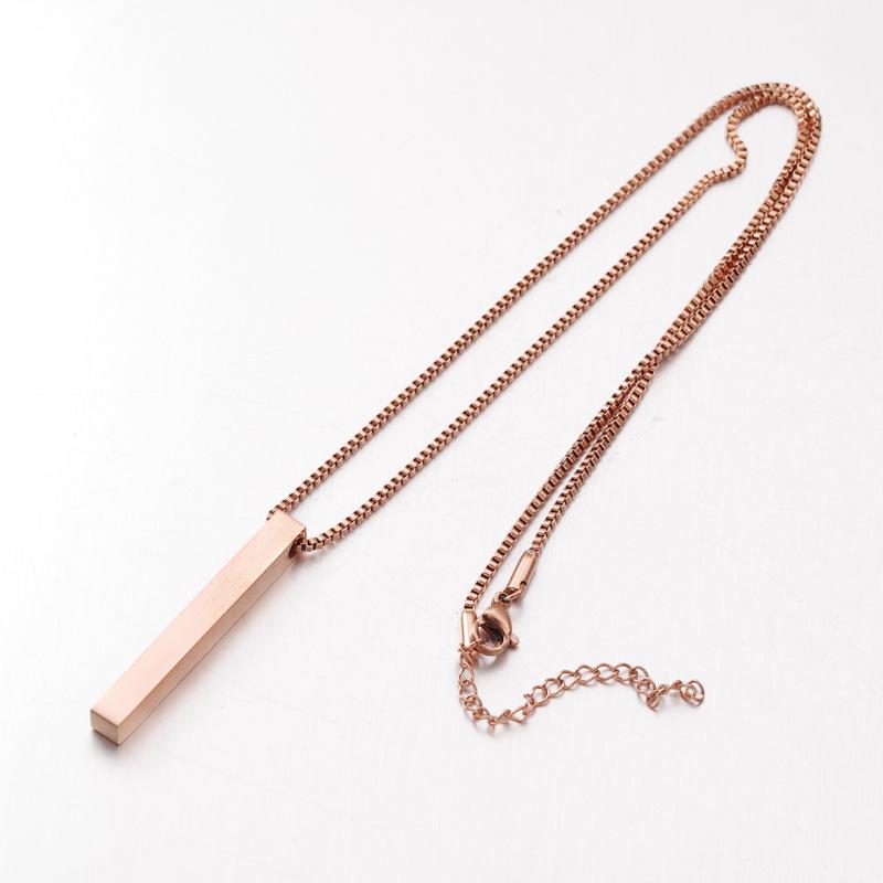 Stainless Steel Rectangular Bar Box Chain Blank Necklace