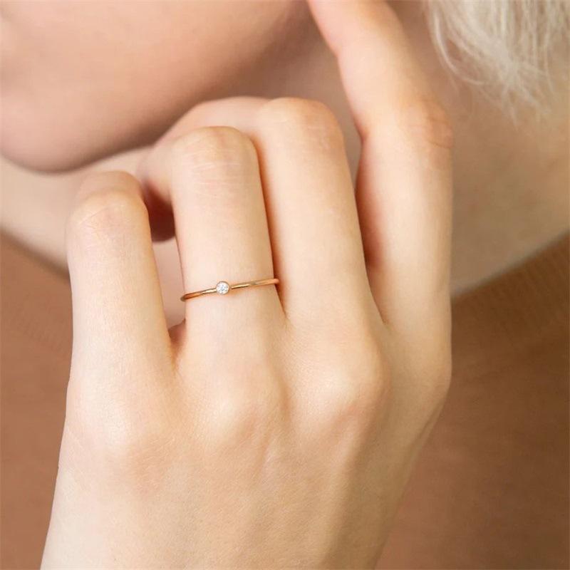 Stainless Steel Birthstone Classic Stacking Ring