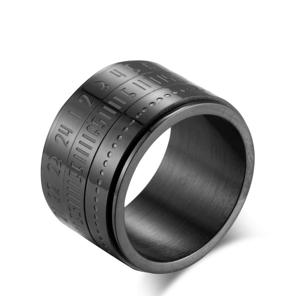 Men's Stainless Steel Arabic Numeral Spinner Ring