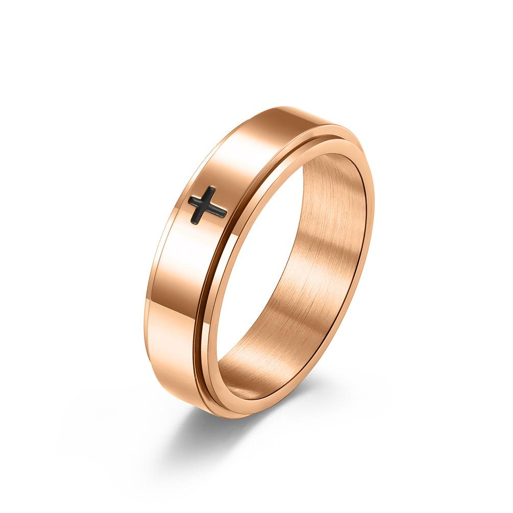 Cross Stainless Steel Religious Spinner Ring