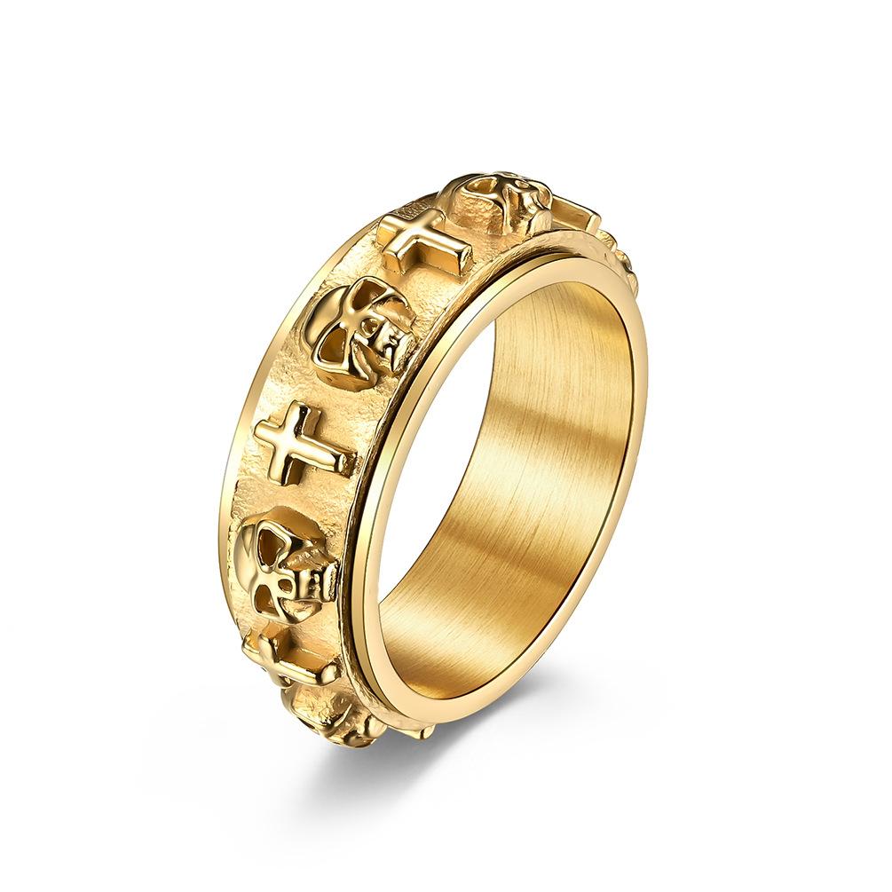 Skull Cross Stainless Steel Spinner Men's Ring