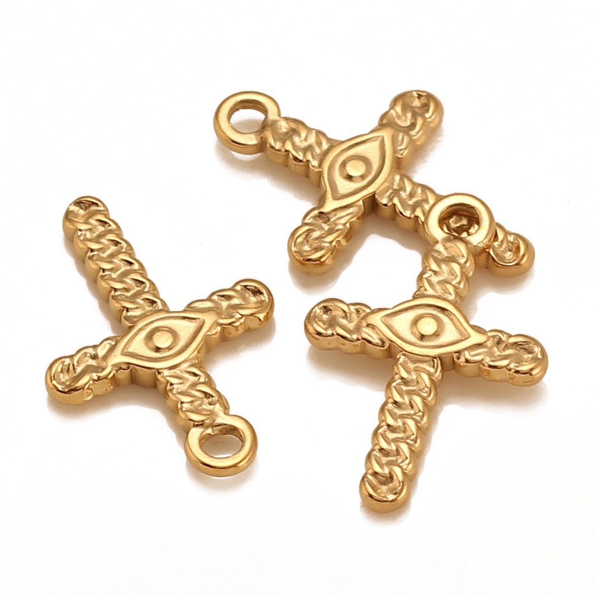 18K Gold PVD Stainless Steel DIY Cross Pendant