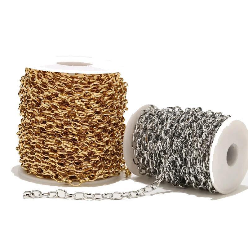 7mm Stainless Steel Oval Cable Chain - By the Meter