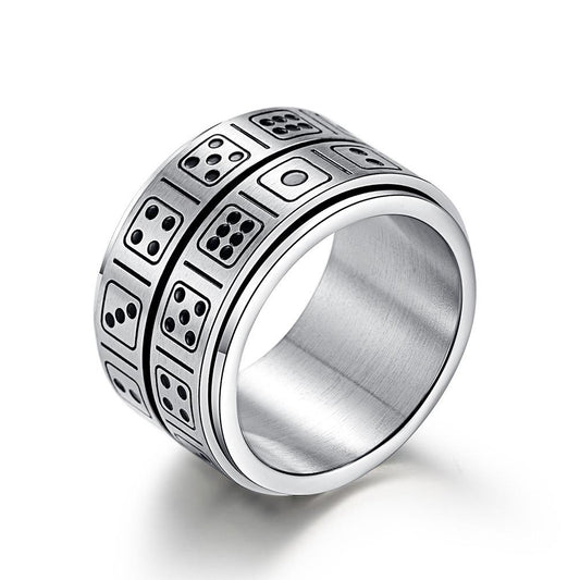 Stainless Steel Double Circle Dice Spinner Ring