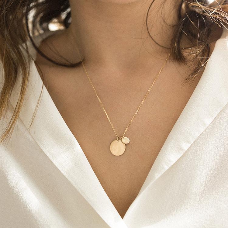 Stainless Steel Double Plate Charm Blank Necklace
