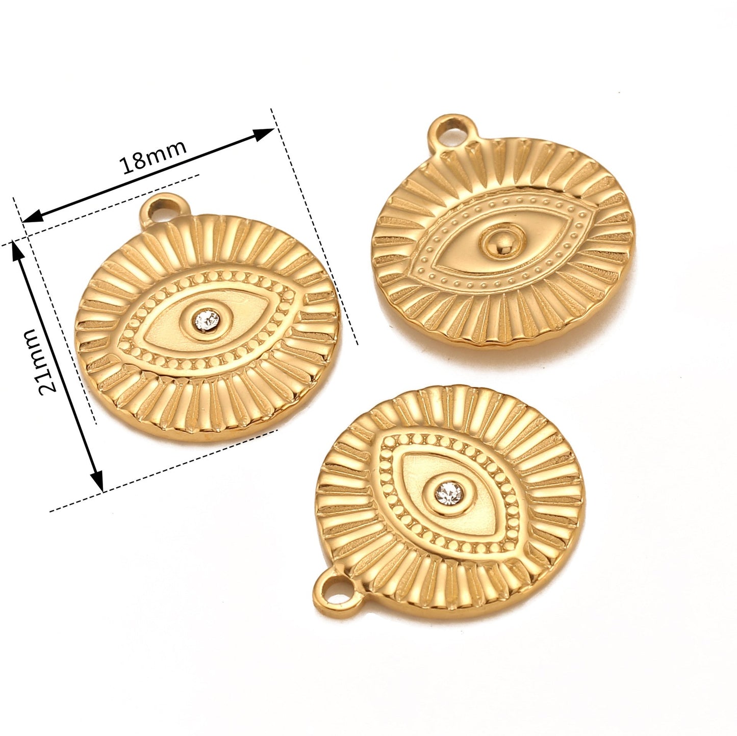 Pendentif en acier inoxydable avec zircone cubique œil du diable