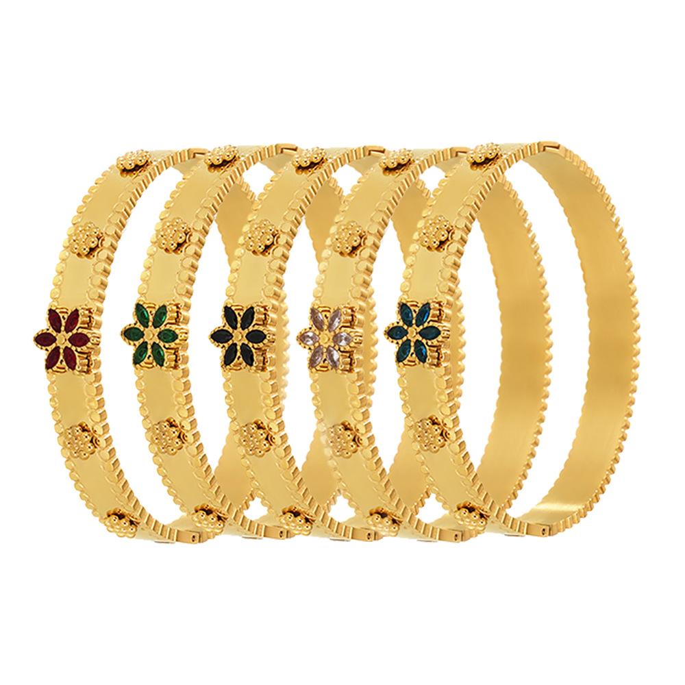 Stainless Steel Snowflake Shaped Cubic Zirconia Bangle Bracelet