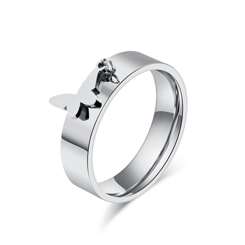 Polished Stainless Steel Blank Ring with Cross Charm