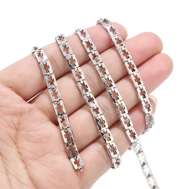 5mm Stainless Steel Hollow Cross Chain - By the Meter