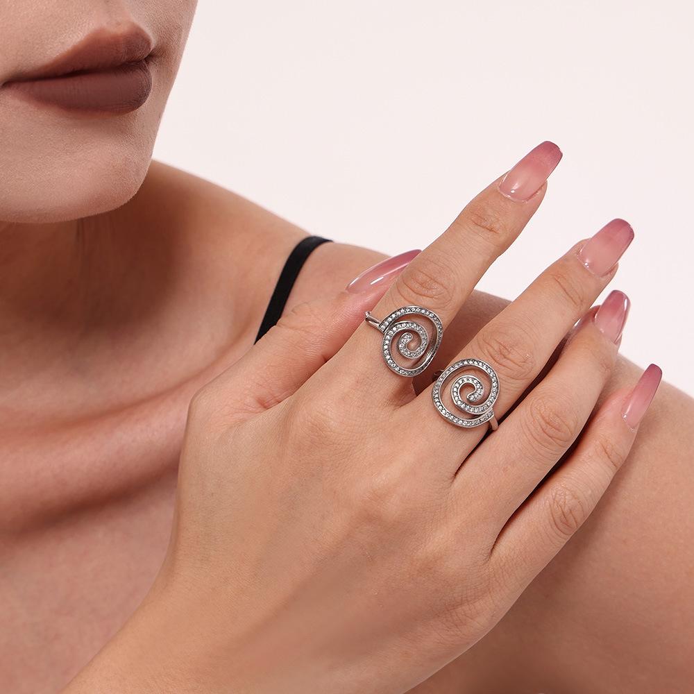 Bague manchette spirale en acier inoxydable et oxyde de zirconium