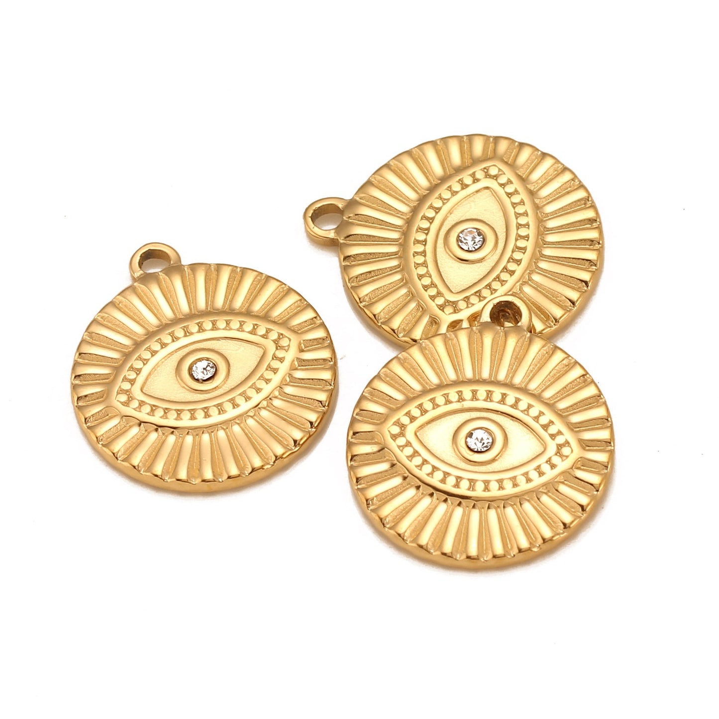 Pendentif en acier inoxydable avec zircone cubique œil du diable