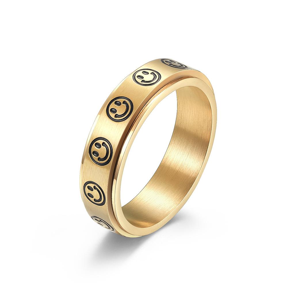 Smiley Spinner Stainless Steel Ring