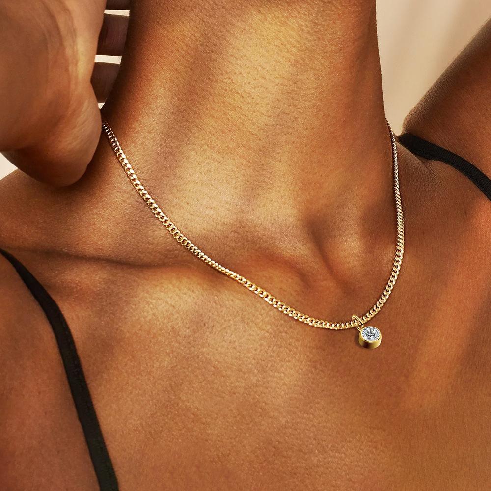 Curb Chain Birthstone Necklace