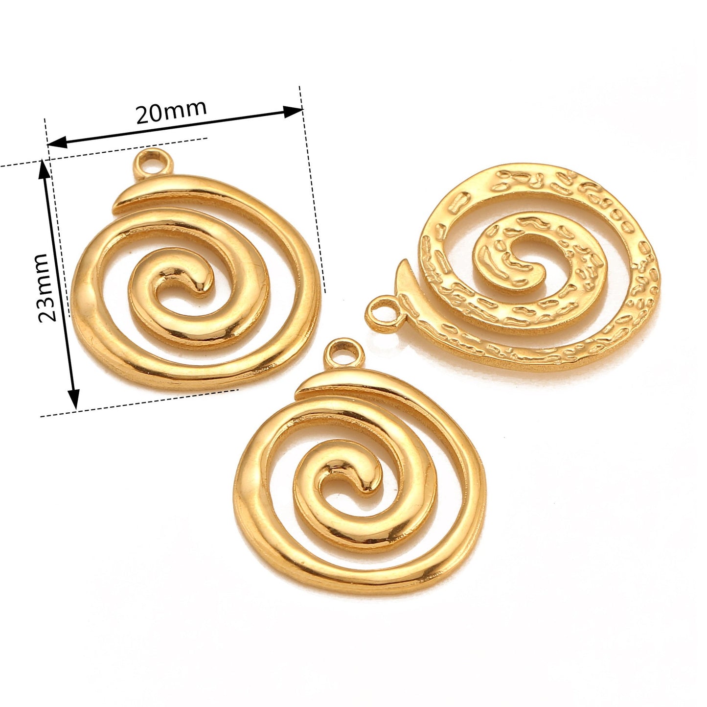 Pendentif en forme de cercle en spirale en acier inoxydable