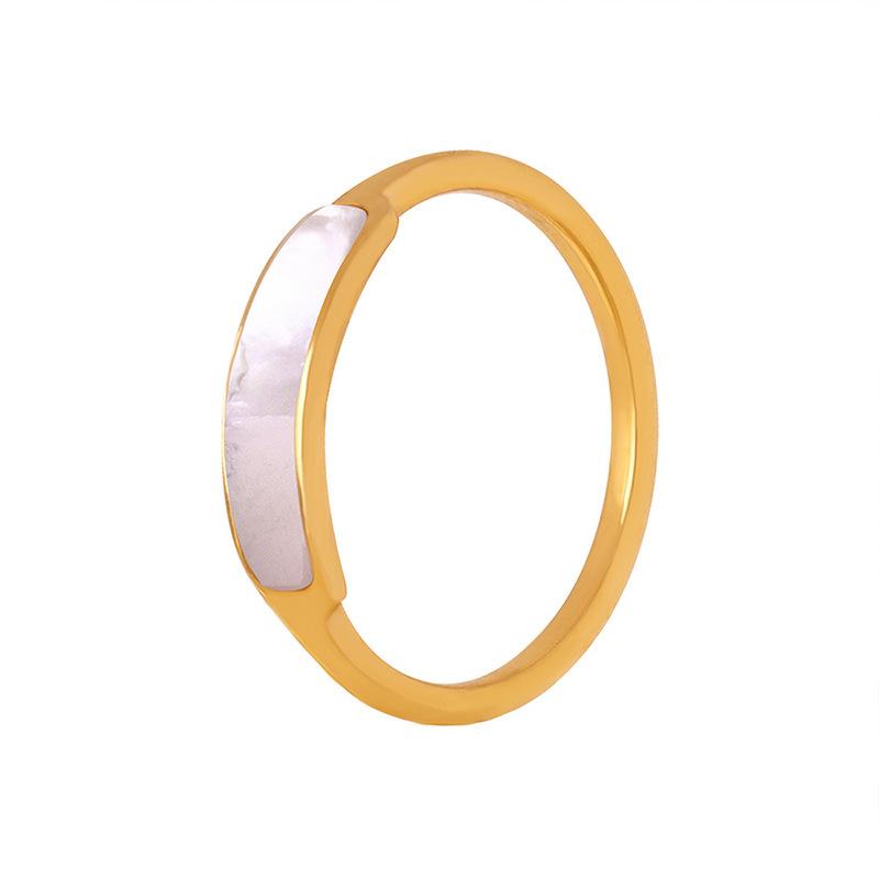 18K Gold PVD Temperament White Seashells Ring