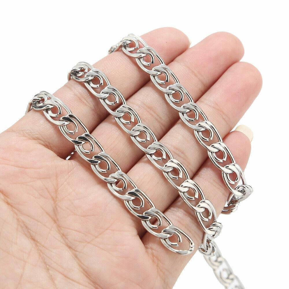 Stainless Steel 8mm Width Oval Cutout Chain - By the Meter