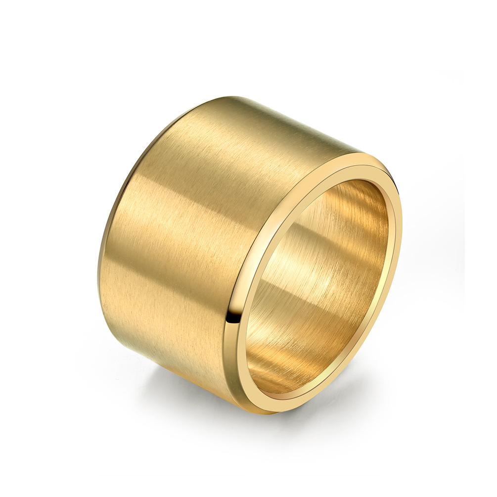 15mm Width Gold PVD Polished Stainless Steel Blank Ring