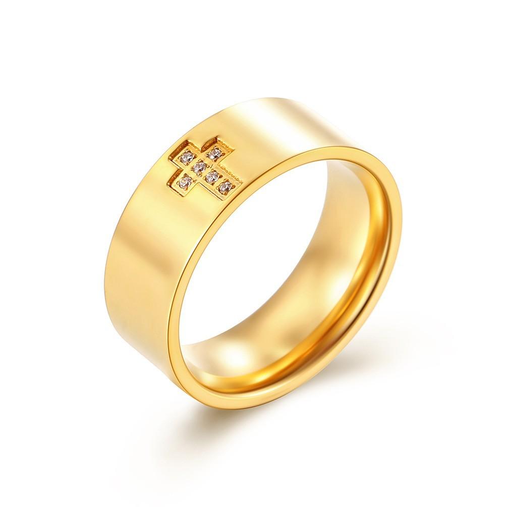 Men's Cross Cubic Zirconia Stainless Steel Blank Ring
