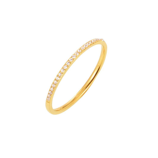 Stainless Steel Cubic Zirconia Thin Ring