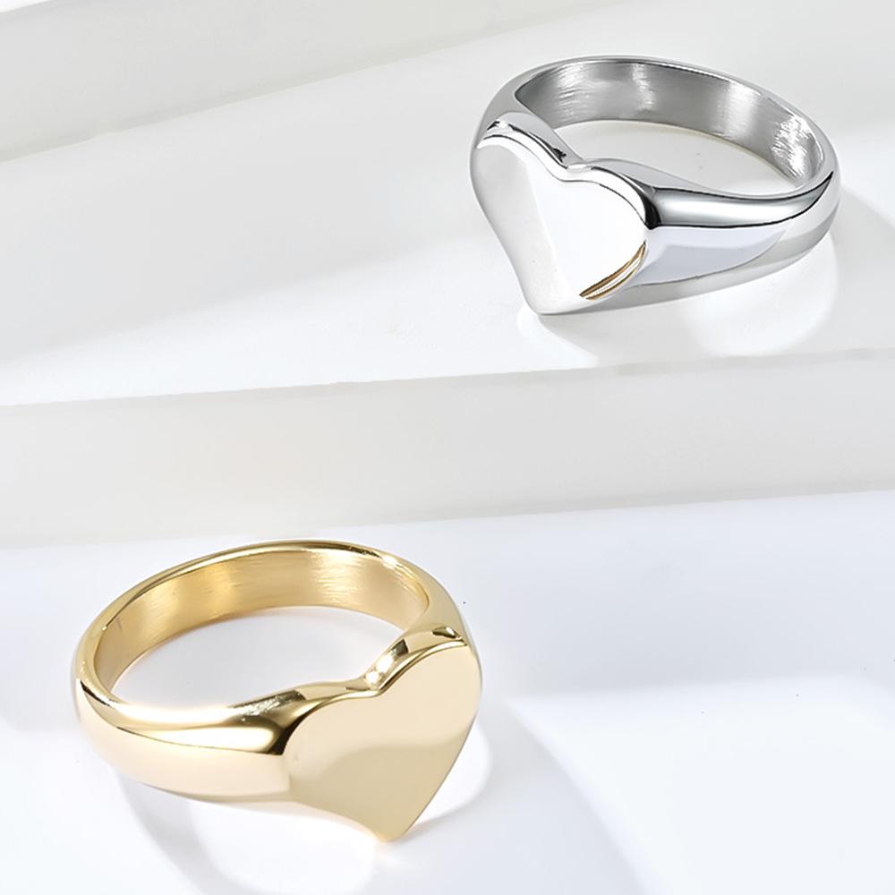Polished Heart Shaped Stainless Steel Blank Ring