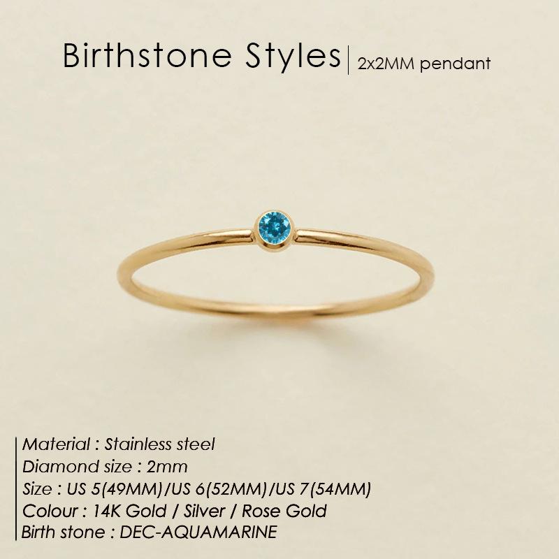 Stainless Steel Birthstone Classic Stacking Ring