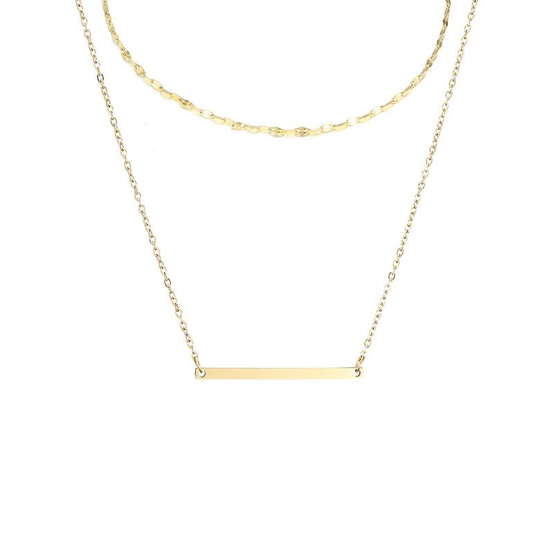 Stainless Steel Bar Double Layered Blank Necklace