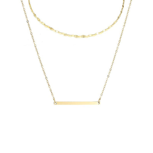 Stainless Steel Bar Double Layered Blank Necklace