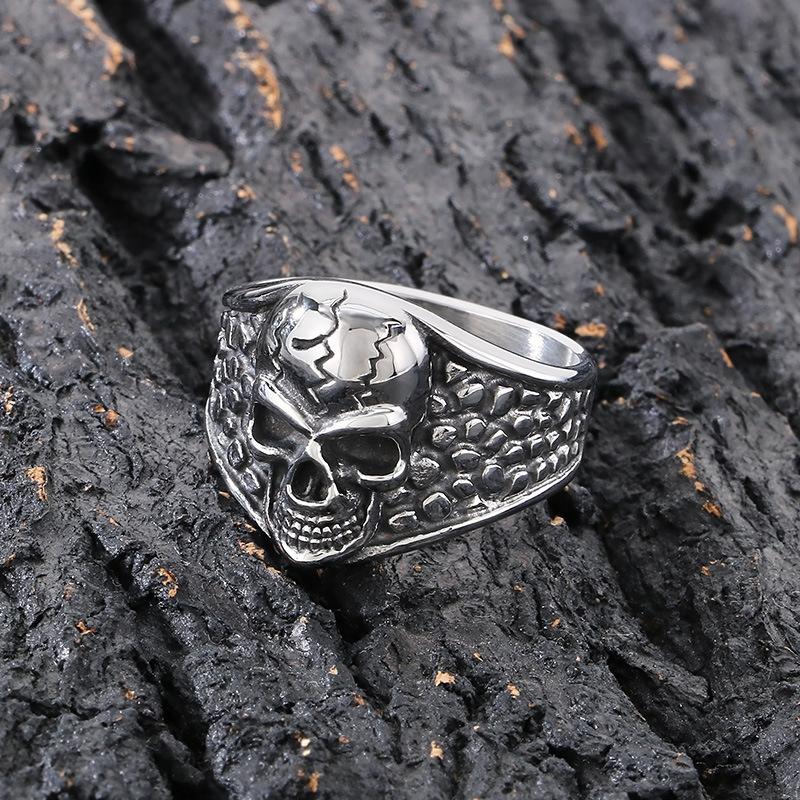 Punk Skull Texture Stainless Steel Ring