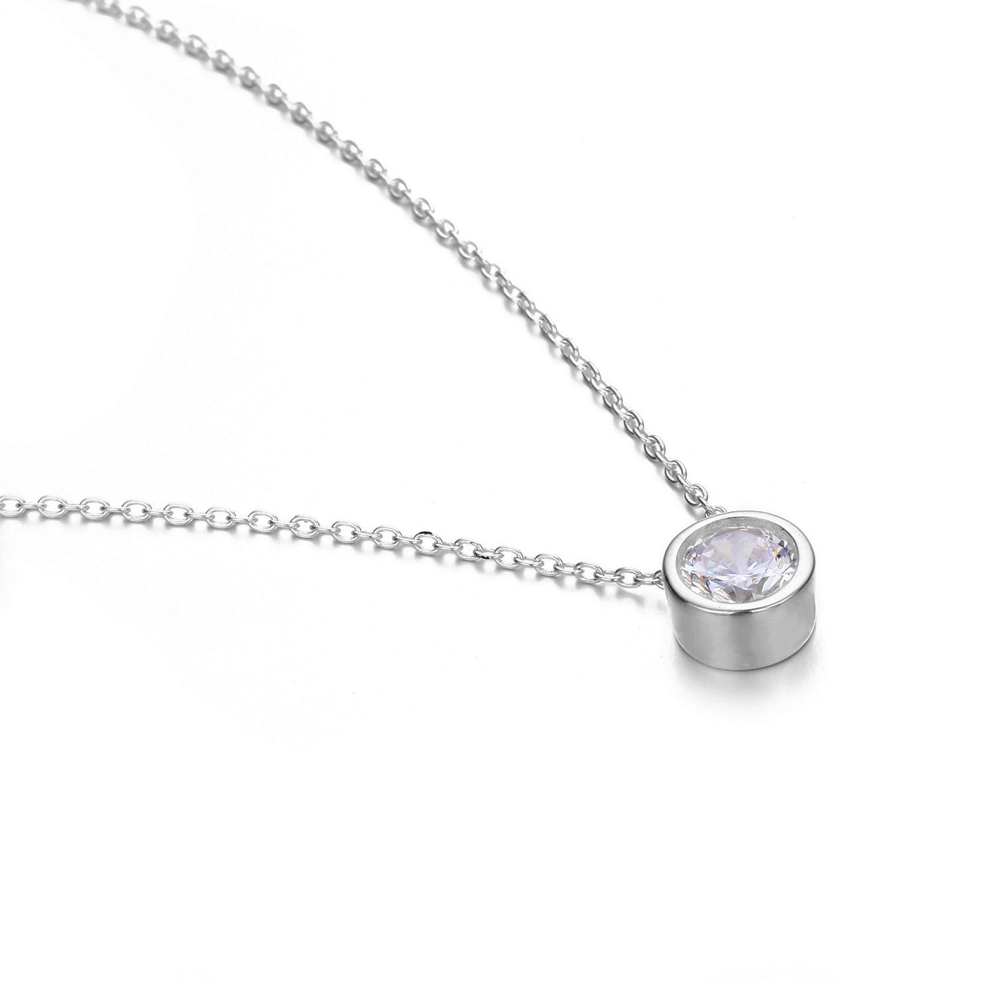 Stainless Cable Chain Birthstone Pendant Necklace