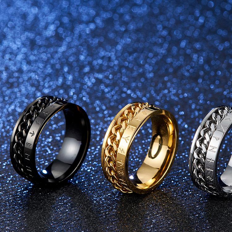 Stainless Steel Chain Viking Men's Spinner Ring