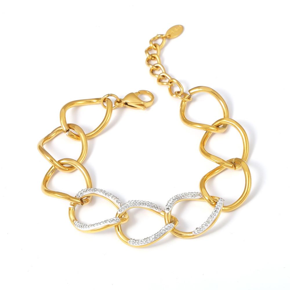 Stainless Steel Chunky Chain Cubic Zirconia Bracelet