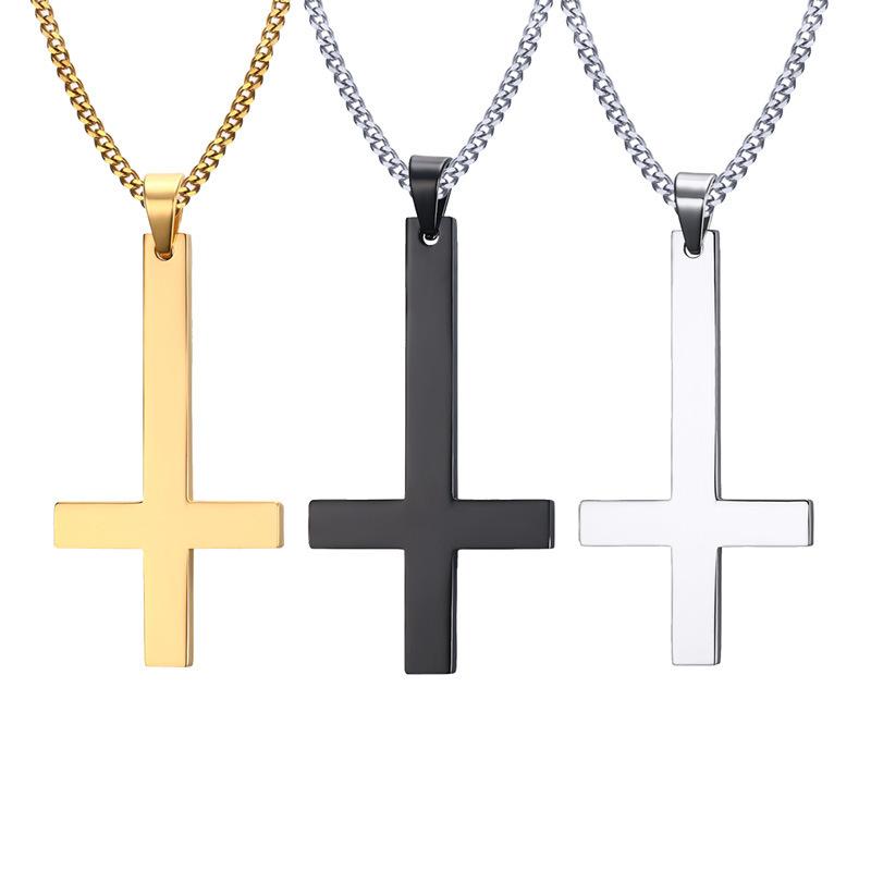 55mm Stainless Steel Upside Down Cross Blank Necklace