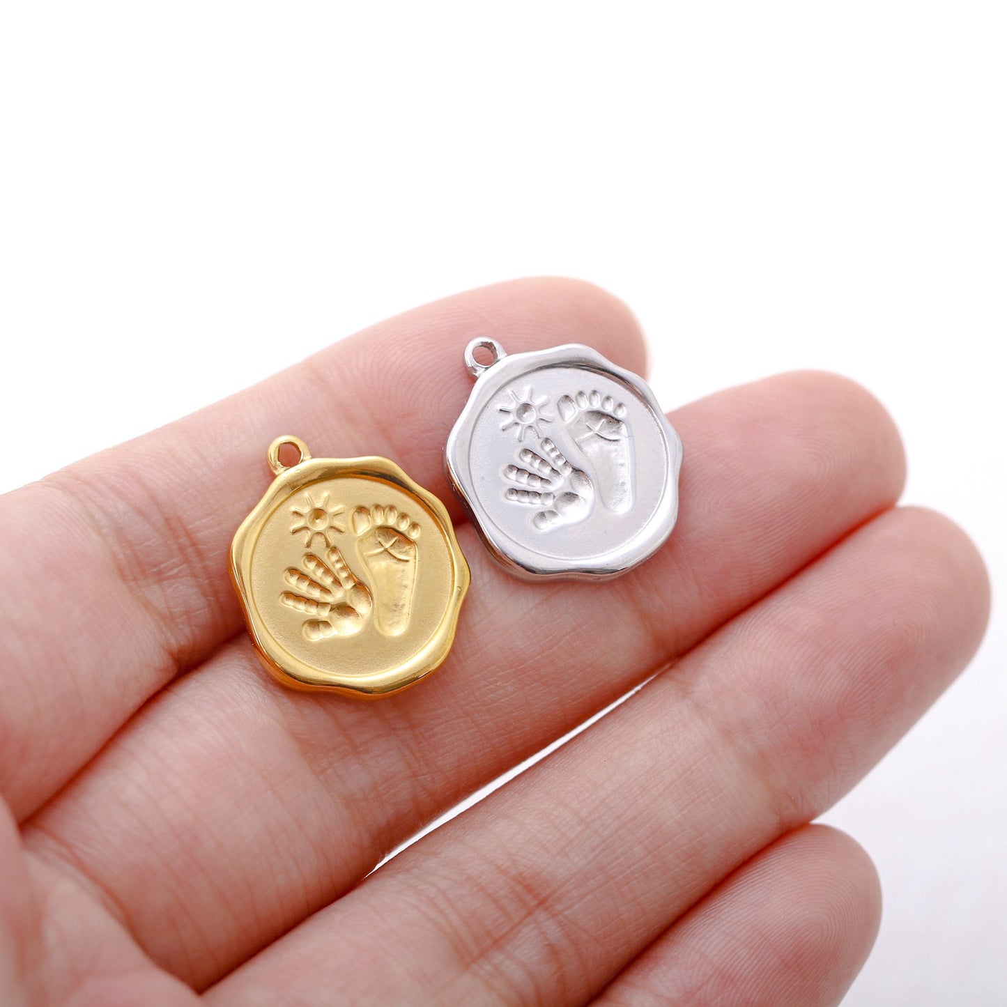 Handprint & Footprint Stainless Steel Pendant