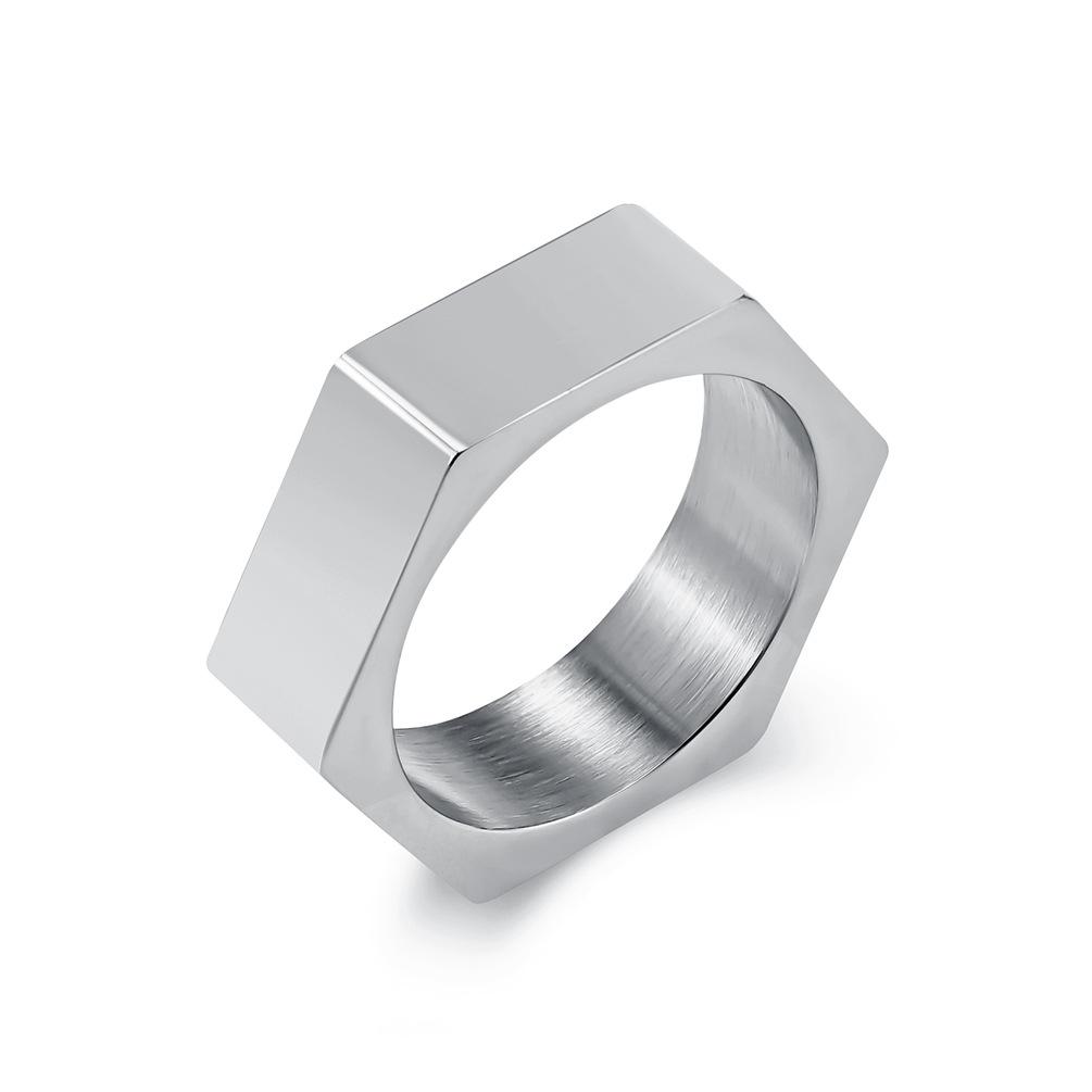 Polished Hexagon Stainless Steel Blank Ring
