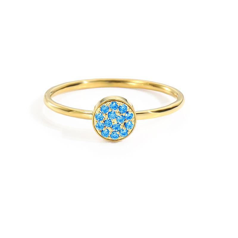 Stainless Steel Round Inlay Birthstone Ring