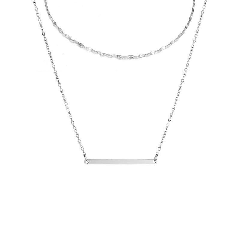 Stainless Steel Bar Double Layered Blank Necklace
