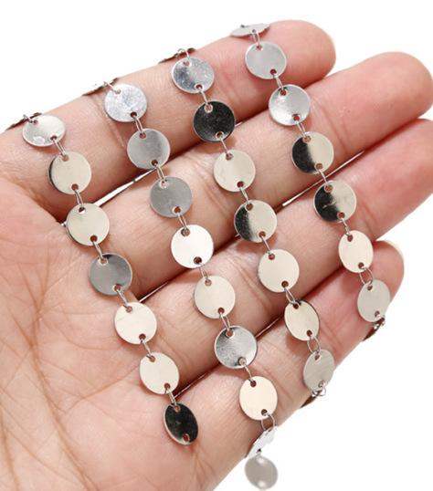8mm Stainless Steel Disc Link Chain - By the Meter