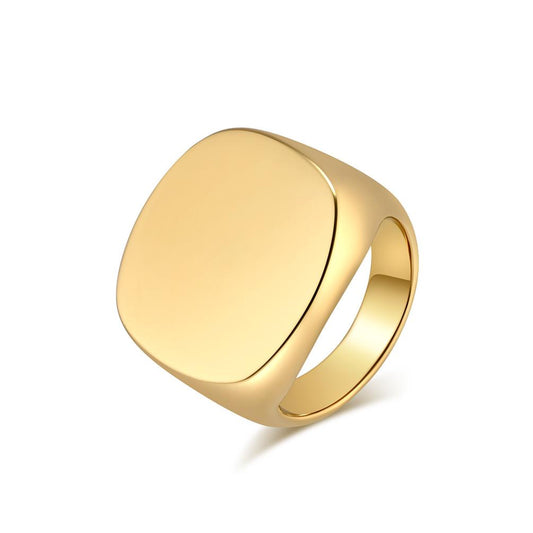 Polished Chunky Stainless Steel Signet Ring