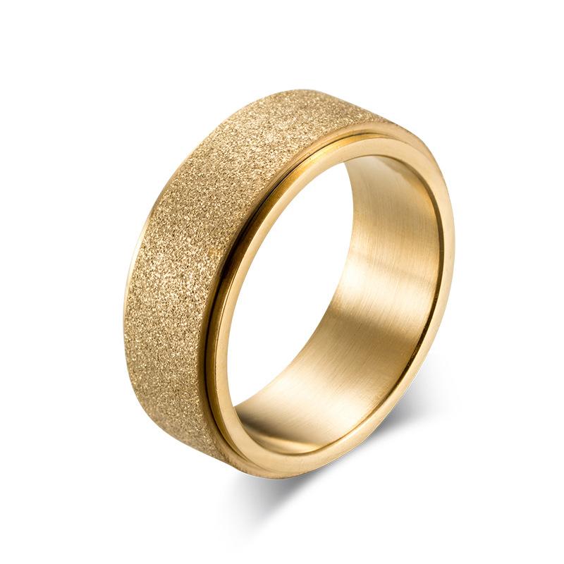 Brushed Stainless Steel Gold PVD Spinner Ring