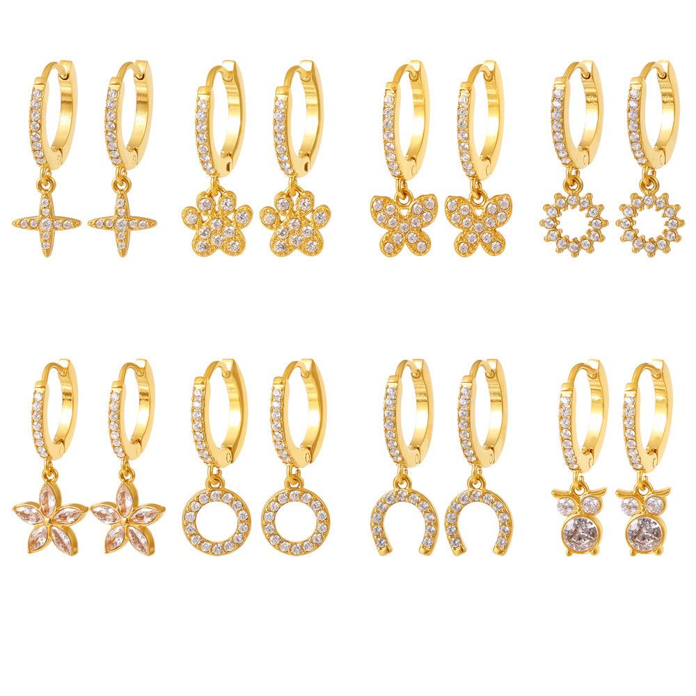 Stainless Steel Geometric Cubic Zirconia Drop Earrings