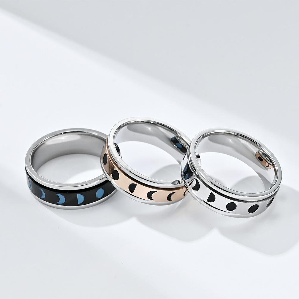 Solar Eclipse Stainless Steel Spinner Ring