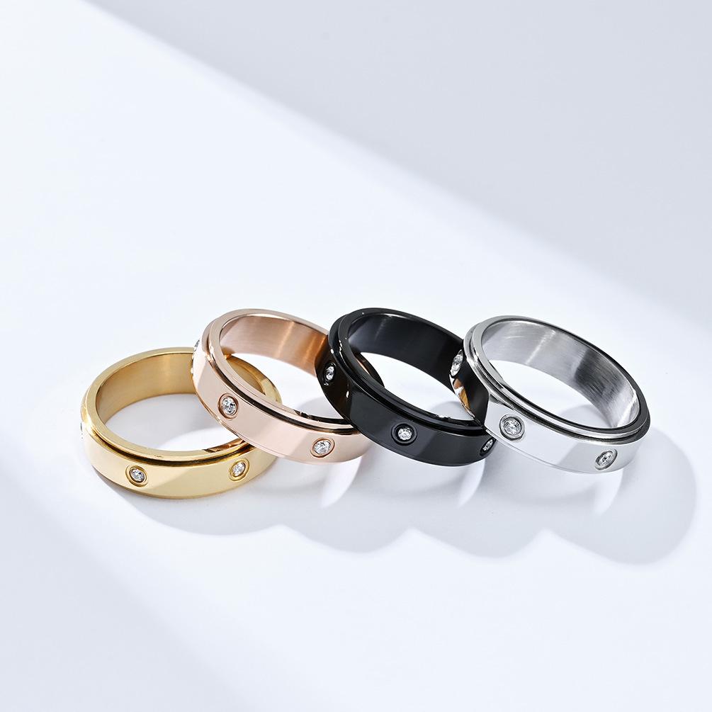 Bague tournante en acier inoxydable avec zircon