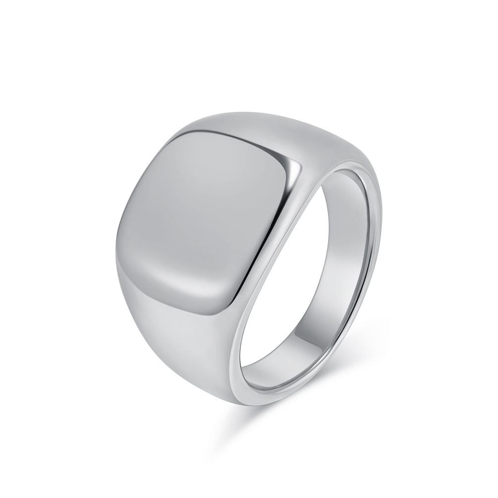 Square Curved Stainless Steel Signet Ring