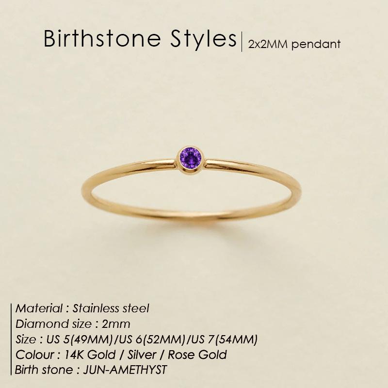 Stainless Steel Birthstone Classic Stacking Ring