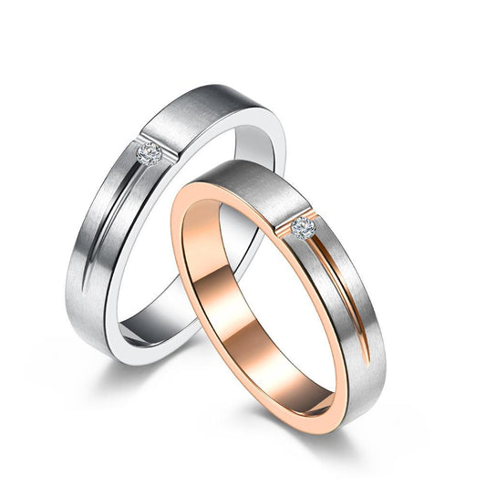 T-shaped Cubic Zirconia Cross Matte Stainless Steel Blank Ring