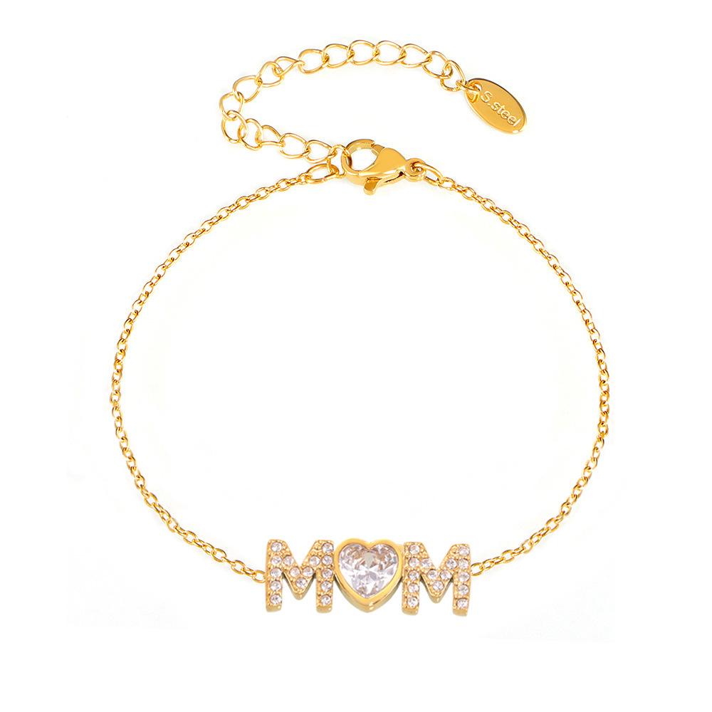 Stainless Steel MOM Zirconia Bracelet