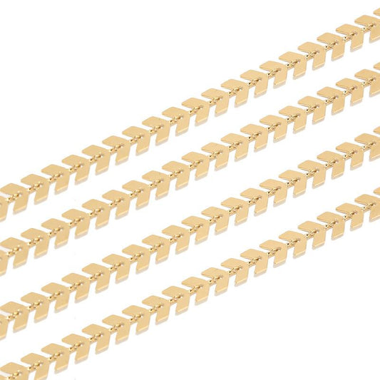 6mm Stainless Steel Leaf Link Chain - By the Meter