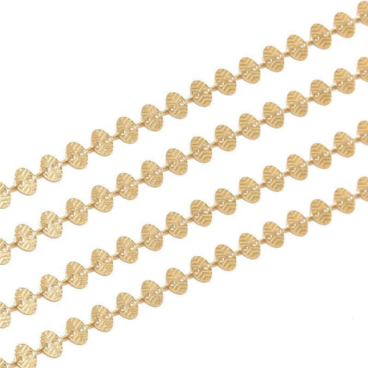 6mm Stainless Steel Texture Disc Chain - By the Meter