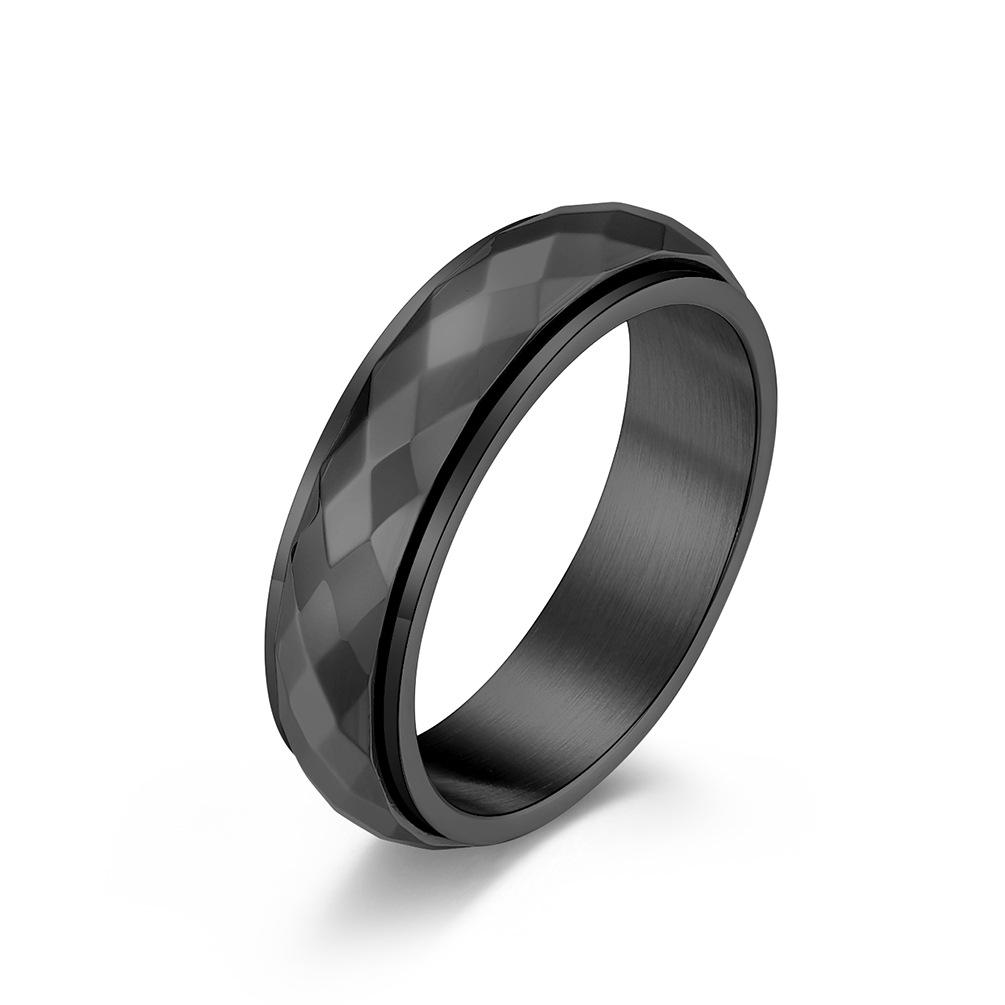 Diamond Faced Stainless Steel Spinner Ring